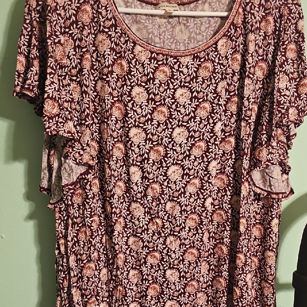 Max Studio Burgundy Floral Blouse